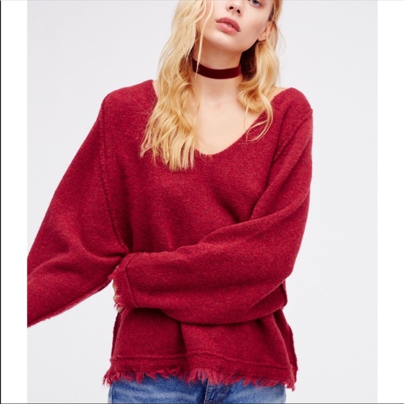 FREE PEOPLE fringe wool off shoulder sweater - Picture 2 of 4